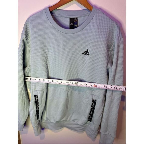 ADIDAS POSTGAME LITE WAFFLE CREW SWEATSHIRT MEN’S MEDIUM LIGHT BLUE - Picture 5 of 6